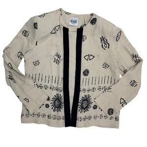 Vintage R&M Richards Geometric Blazer 🤍 90s Jacket Abstract Print 🖤 Size 8P